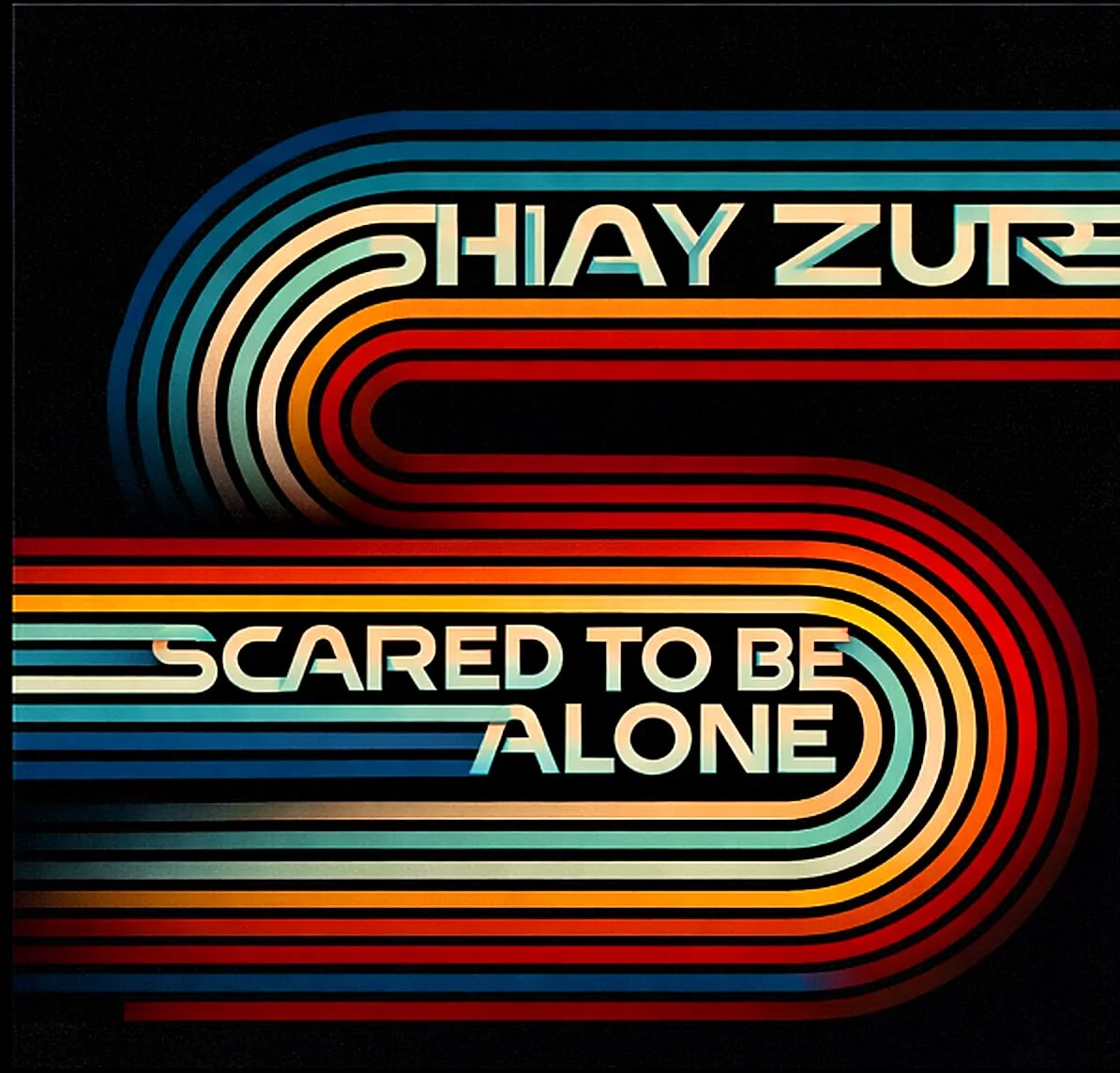 Retro striped cover art for Shiay Zur, Scared to Be Alone
